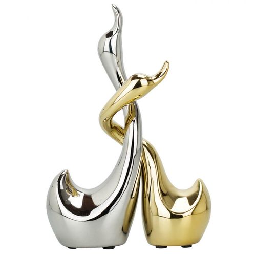Casal de Cisne Decorativo 34cm em Cerâmica Taimes