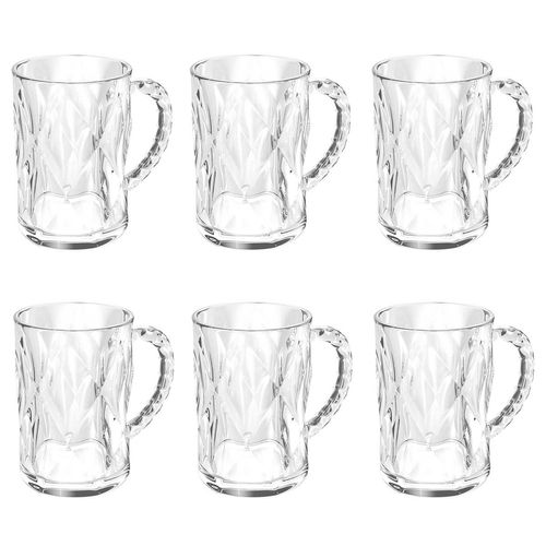 Jogo de Canecas Diamond 6 Peças 170ml em Vidro Lyor