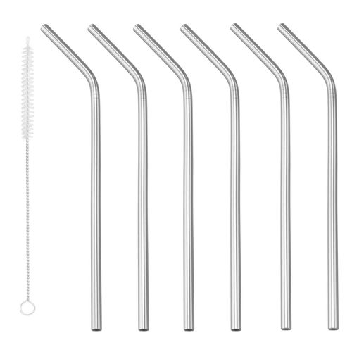 Jogo de Canudo 7 Peças 21cm em Aço Inox Megagift