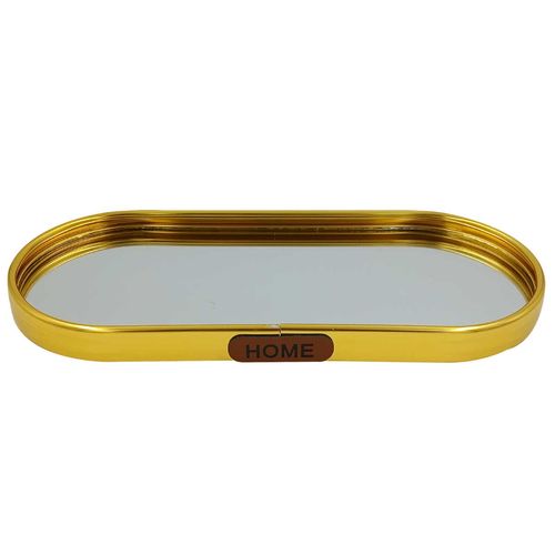 Bandeja Espelhada Oval 22x9,5cm em Metal Megagift