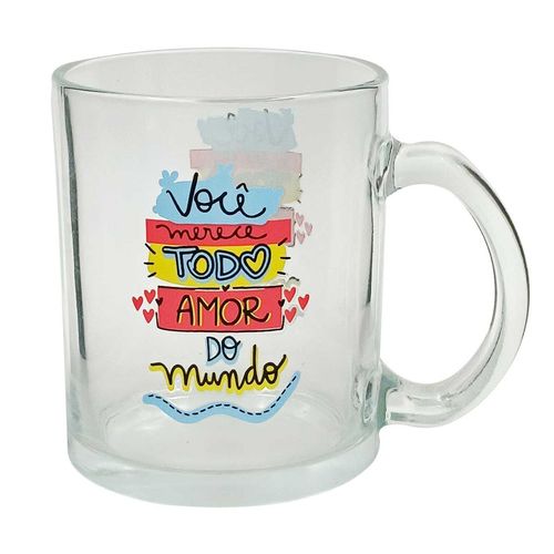 Caneca Todo Amor do Mundo 330ml em Vidro Kehome