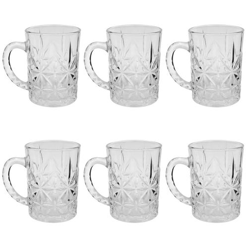 Jogo de Canecas Moon Stone 6 Peças 190ml em Vidro Kehome