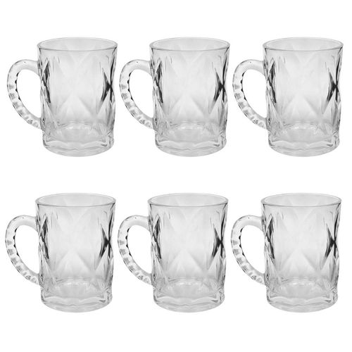 Jogo de Canecas Diamond 6 Peças 190ml em Vidro Kehome