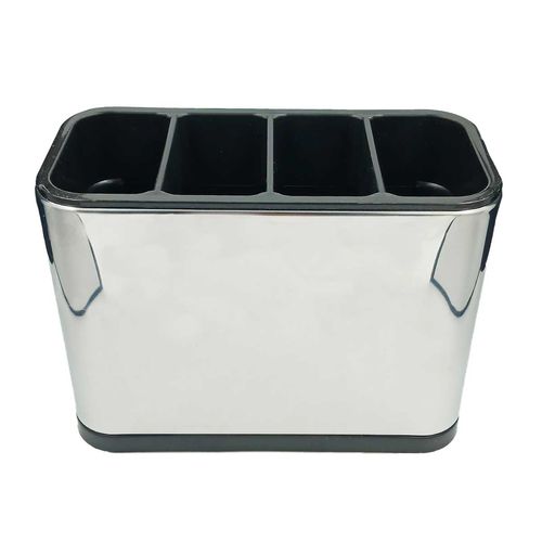 Porta Talher Silver 18x13x8,6cm em Aço Inox Kehome