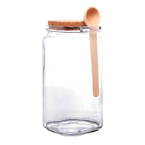 Porta Mantimento C/ Tampa Bambu 650ml em Vidro Lyor