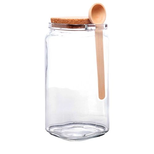 Porta Mantimento C/ Colher Bambu 1L em Vidro Lyor