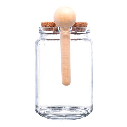 Porta Mantimento C/ Colher Bambu 650ml em Vidro Lyor