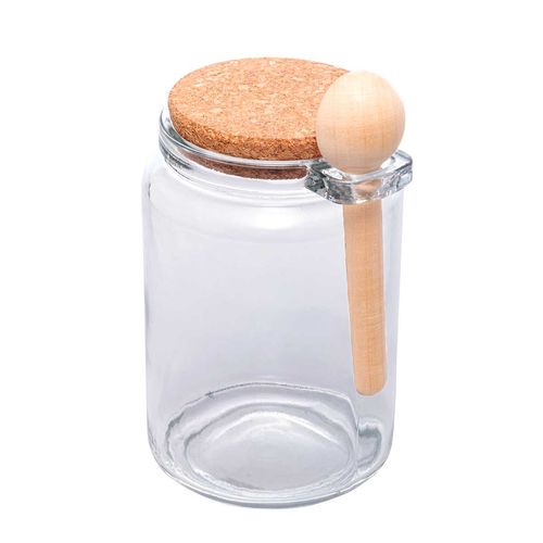Porta Mantimento C/ Colher Bambu 650ml em Vidro Lyor