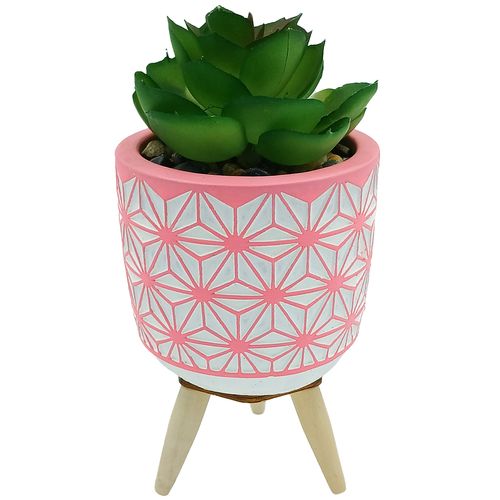 Vaso C/ Planta Artificial Decorativo 15x7cm em Cimento Livon