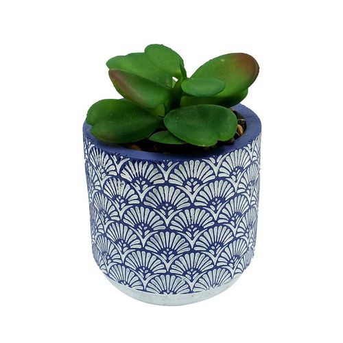 Vaso C/ Planta Artificial Decorativo 8x8cm em Cimento Livon