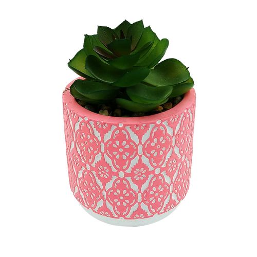 Vaso C/ Planta Artificial Decorativo 8x8cm em Cimento Livon