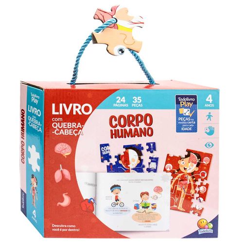 Livro Infantil Corpo Humano C/ Quebra Cabeça 17x21cm em Papel Todo Livro