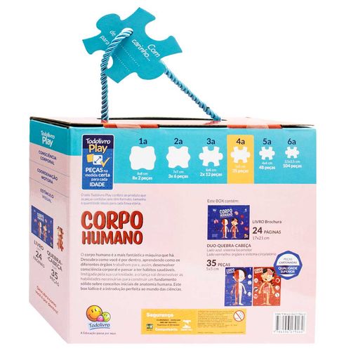 Livro Infantil Corpo Humano C/ Quebra Cabeça 17x21cm em Papel Todo Livro