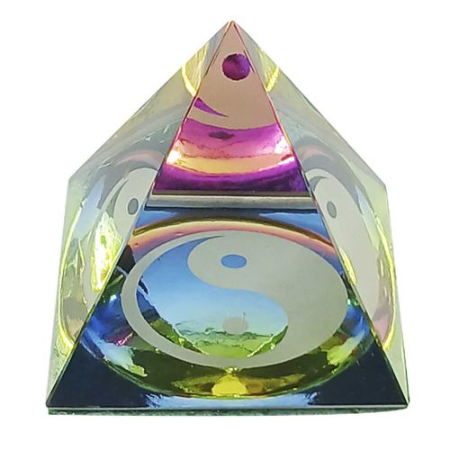 Pirâmide Decorativa Yin Yang 5cm em Vidro Forbees