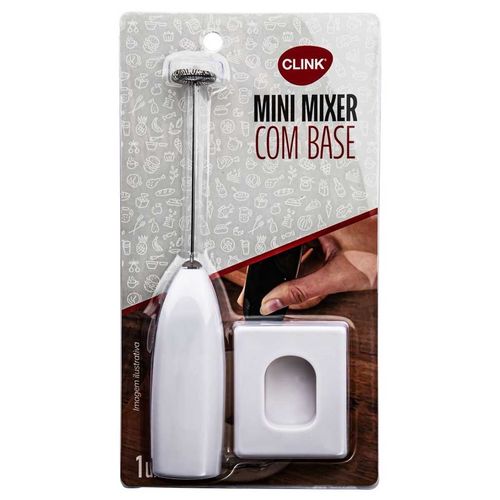 Mixer Portátil C/ Base 20,5x6,7cm em Inox e Plástico Clink