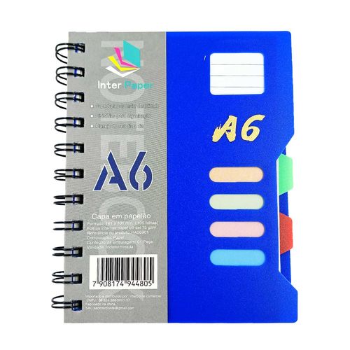 Caderno de Anotação C/ Divisórias 14,5x11cm em Papel Interponte
