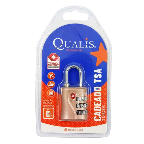 Cadeado TSA 3 Discos 6,4cm em Metal Qualis