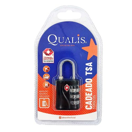 Cadeado TSA 3 Discos 6,4cm em Metal Qualis