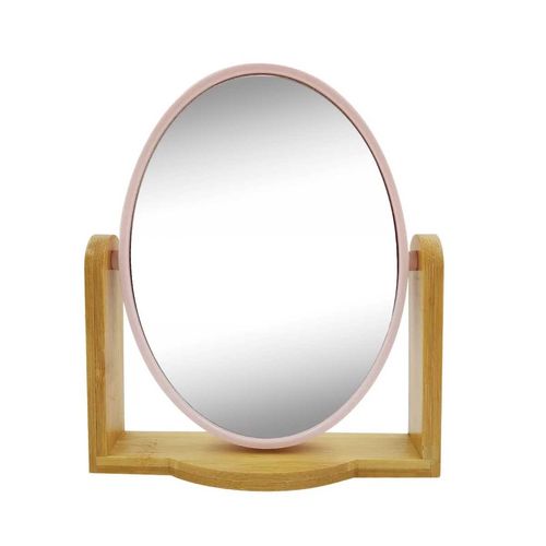 Espelho Redondo de Mesa 19x16cm Com Moldura em Bambu Amigold