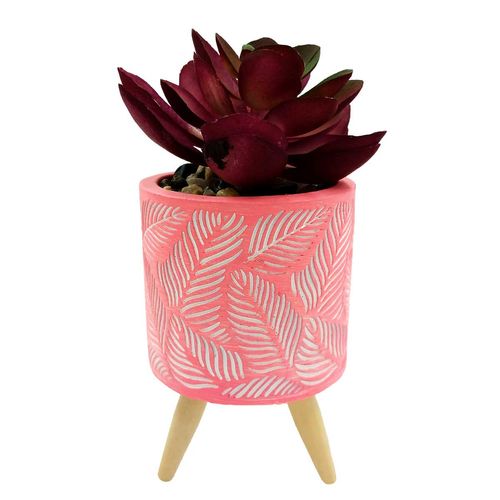 Vaso C/ Planta Artificial 10x6,5cm em Cimento Livon