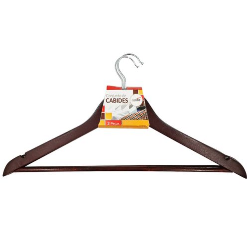 Jogo de Cabides 3 Peças 44,5cm em Madeira Casita
