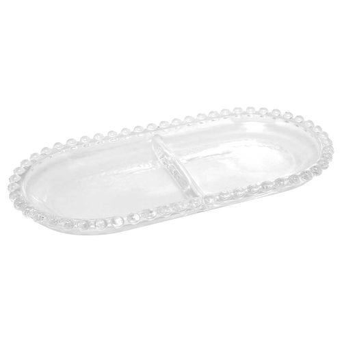 Petisqueira Pearl C/ Divisória 24x12cm em Cristal Wolff