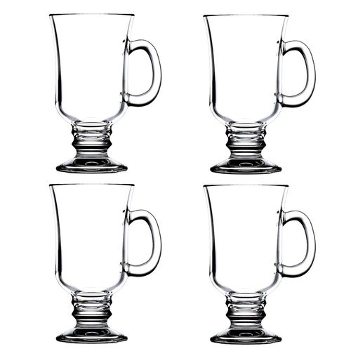 Jogo de Caneca Irish Coffee 4 Peças 250ml em Vidro Kehome