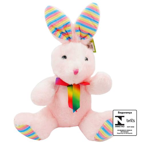 Coelho de Pelúcia C/ Laço 24cm em Poliéster Fizzy