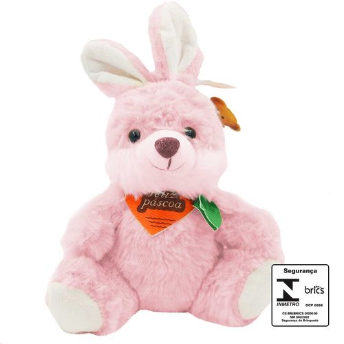 Coelho de Pelúcia Feliz Páscoa 15cm em Poliéster Fizzy