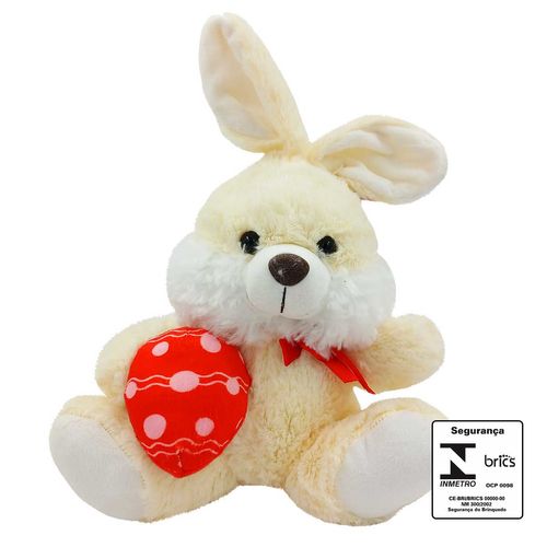 Coelho de Pelúcia C/ Ovo de Páscoa 23cm em Poliéster Fizzy