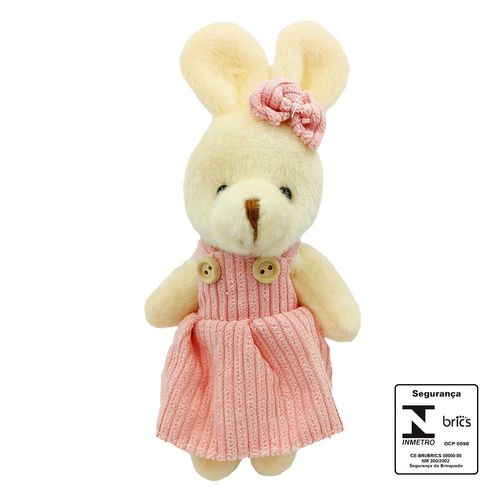 Coelho de Pelúcia Decorativo 13cm em Poliéster Multiart