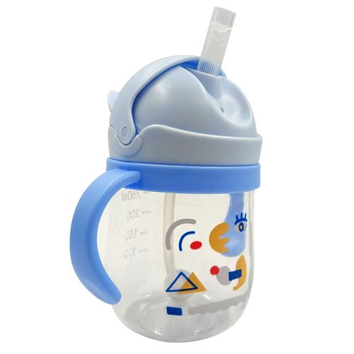 Garrafa Infantil C/ Alça + Canudo 250ml em Plástico Golden Rio
