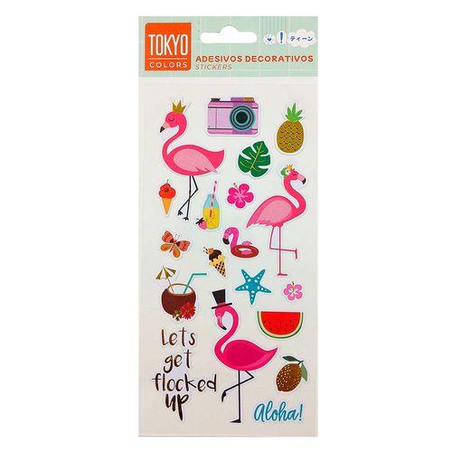 Cartela de Adesivos Decorativos 10x23cm em Plástico Tokyo Design