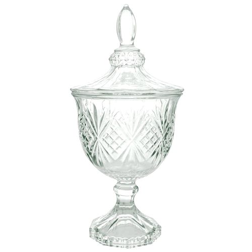 Potiche Bianca Decorativo 24,5cm em Vidro Hauskraft