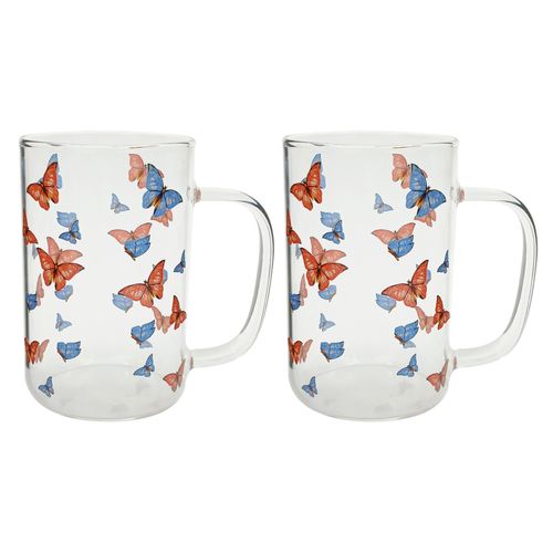 Jogo de Canecas Butterfly 2 Peças 280ml em Vidro Wolff