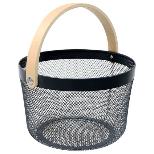 Cesto C/ Alça Decorativo 25,5x18cm em Metal Casita