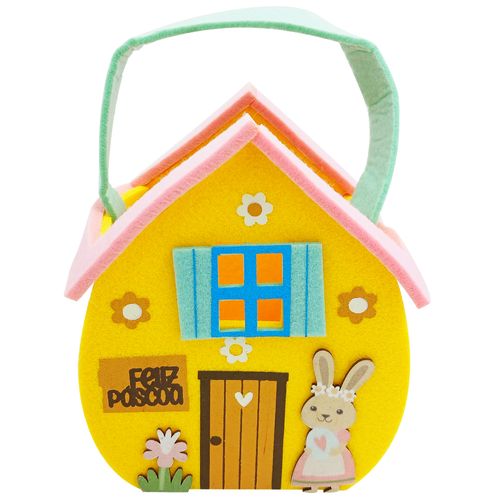 Cesto Casa Páscoa Decorativo 15,5cm em Poliéster Multiart
