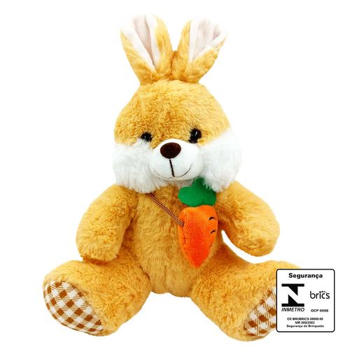 Coelho de Pelúcia C/ Cenoura 26cm em Poliéster Fizzy