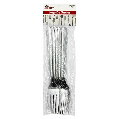 Jogo de Garfo 6 Peças 19cm em Aço Inox Megagift