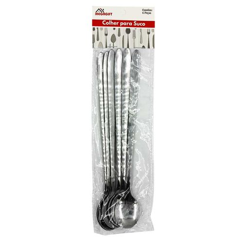 Jogo de Colher P/ Suco 6 Peças 20,8cm em Aço Inox Megagift