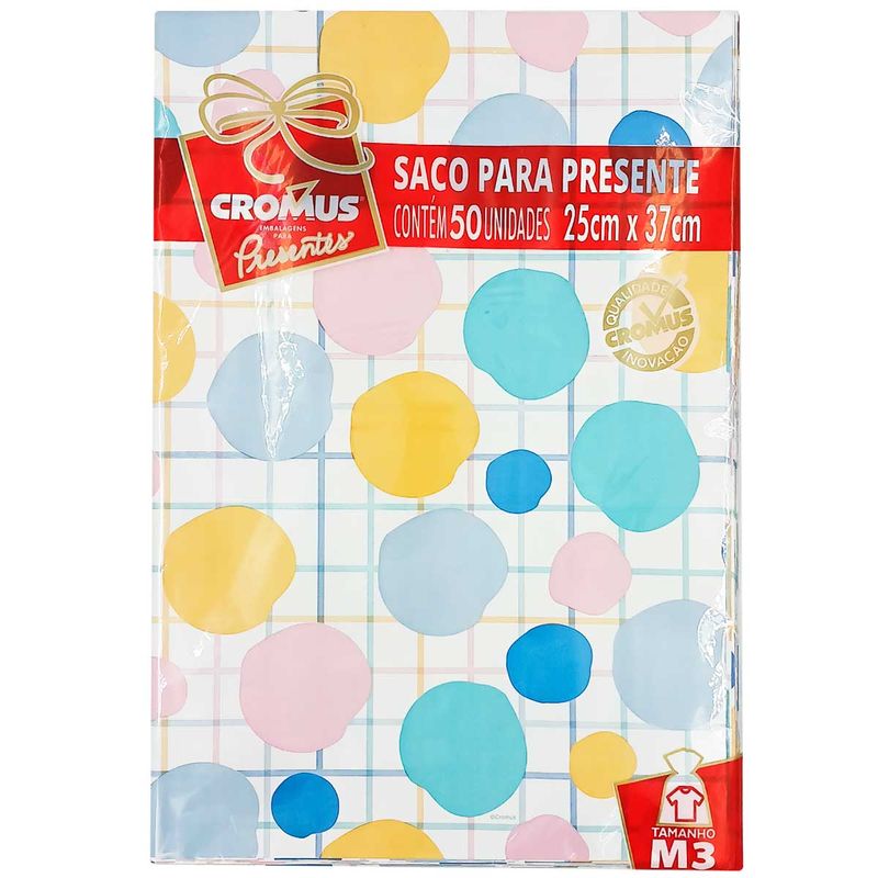 Saco P/ Presente Infantil 50 Unidades 25x37cm Cromus Embalagem