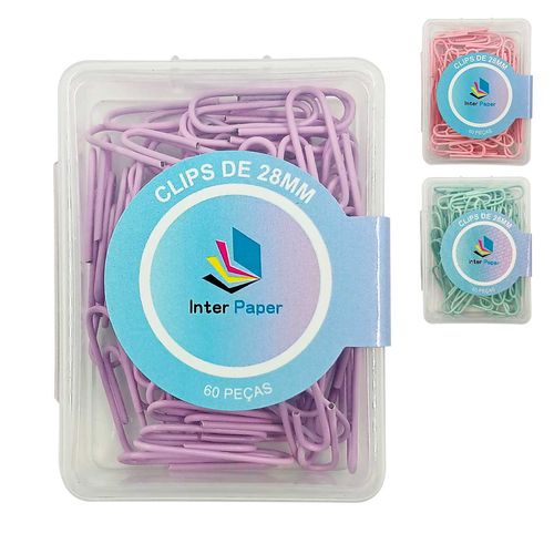 Jogo de Clips Color 60 Peças 28mm em Metal Interponte