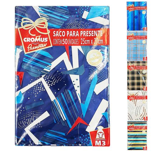 Saco P/ Presente Estampado 25x37cm 50 Peças Cromus