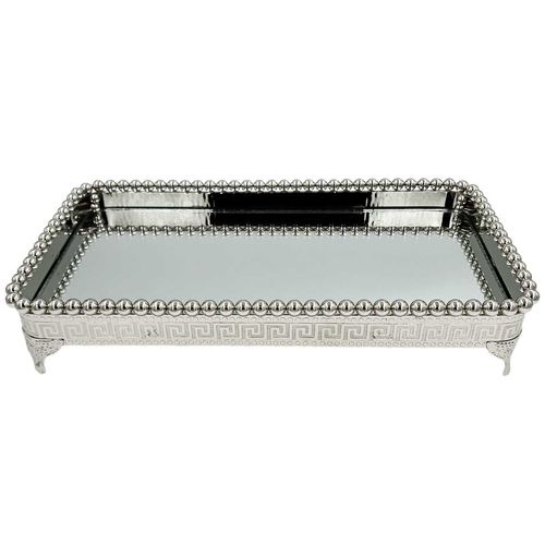 Bandeja Espelhada Decorativa 31x16cm em Metal Zamac Lyor