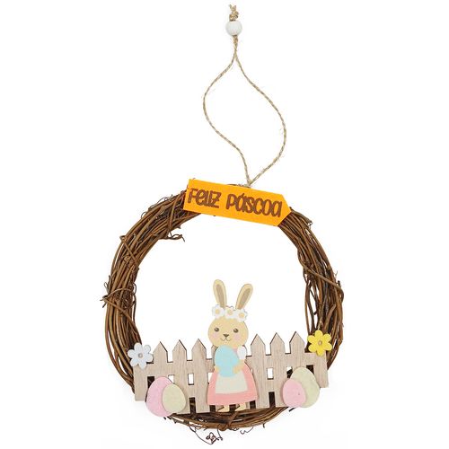 Guirlanda de Páscoa Decorativa 15cm em Madeira Multiart