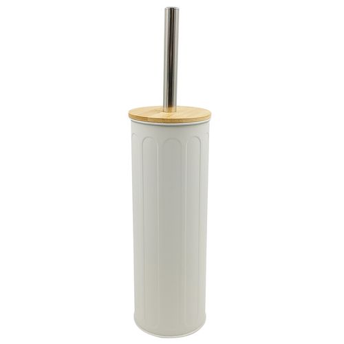 Escova Sanitária C/ Tampa Bambu 38cm em Aço Inox Wincy