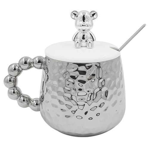 Caneca C/ Tampa Urso 8x8cm em Cerâmica World Classic