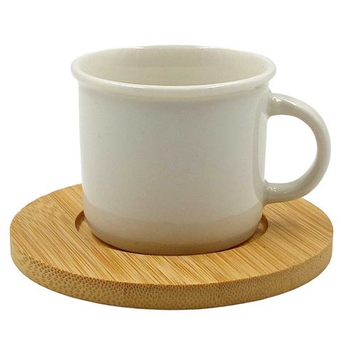 Jogo de Xícaras Iceland 4 Peças 80ml em Porcelana e Bambu Wincy