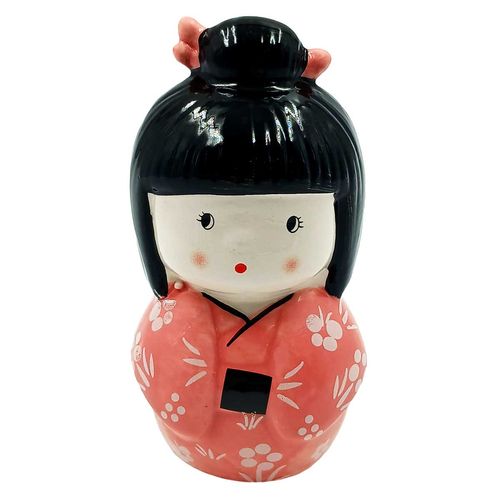 Boneca Japonesa Kokeshi Decorativa 6x8cm em Porcelana Youbai