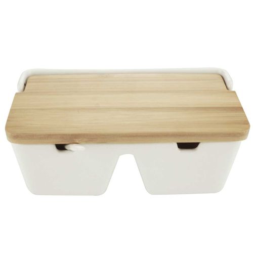 Saleiro De Mesa C/ 2 Divisórias 19x9x9cm em Cerâmica Lyor